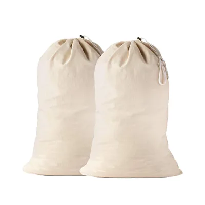 Wholesale Hot Selling Custom Logo Natural Canvas Fabric Laundry Bag Shoulder Strap for Travel