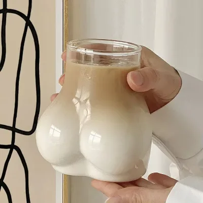 New Creative Funny Butt Shaped Glass Coffee Cup Sexy Cute Transparent Drinking Glasses Cup for Whisky Beverage