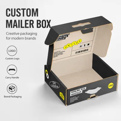 Durable Kraft Corrugated Custom Mailer Box with Carry Handle Logo Printing and Wholesale Supply for Ecommerce Shipping