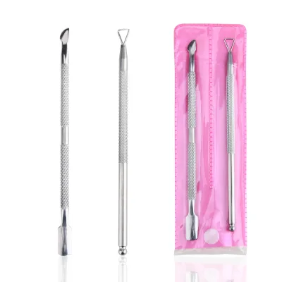 OEM Double-ended Dead Skin Remover Stainless Steel Nail Cuticle Pusher 2PCS Nail Art Set