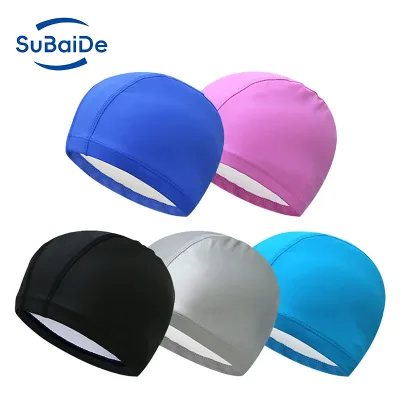 High quality environmentally friendly PU material adult male and female swimming entertainment swimming cap Fabric Swim Cap