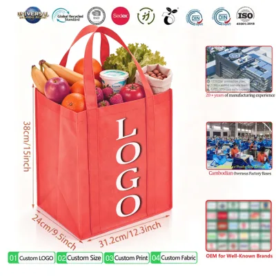 Sac De Courses Manufacturer Custom ECO Reusable Heavy Duty Polypropylene Non Woven Grocery Bag with Handle for Supermarket