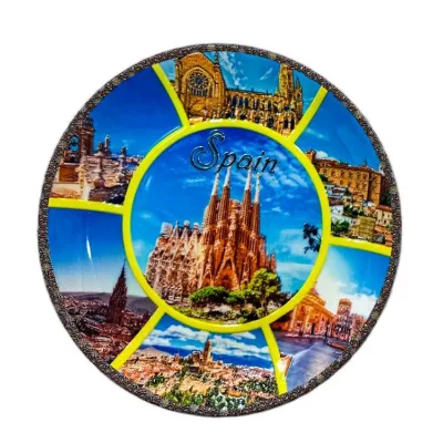 Custom logo 3D Printing Ceramic Landscape Plate Spain Souvenir Plate