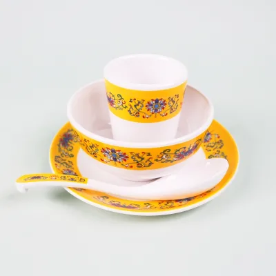 Hot Sale Luxury Elegant Dishes Bowl Tableware Plastic Ceramic Plates Bowls Full Set Restaurant Plato Melamine Dinnerware Set