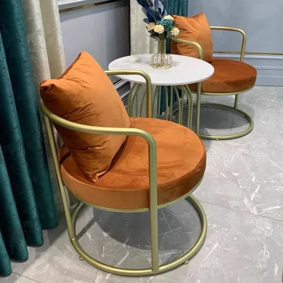 Nordic Simple Style Exquisite Golden Iron Single Chair Exclusive for Sales Office Business Negotiation Premium Waiting Chair
