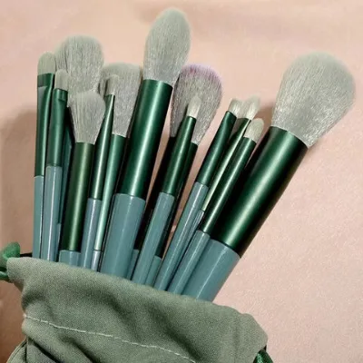 13PCS best-selling makeup set brush, cyan, coffee, free velvet bag, lip brush, eye shadow brush, eyelash brush