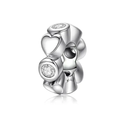 925 Silver Deep Love Heart Charm Beads