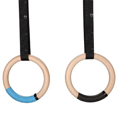 Gymnastic Wooden Gym Rings Training Rings Adjustable Numbered Straps Pull up Rings Sets for Workout Bodyweight Training