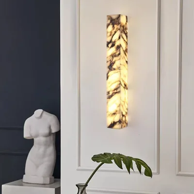 Modern Classic Outdoor Outside Wall Lamp Long Marble Creative Minimalist Bedroom Bedside Wall Light