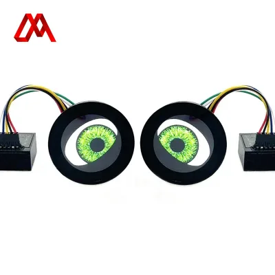 Masters High Quality 12V LED Angel Devil Eye Projector Headlight for Car New Retrofits with Red & Blue Light Color