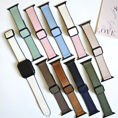 Unisex Leather Watch Strap for Watch 38-49mm Modern Magnetic Buckle Comfortable Fit Customizable Logo