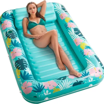 Custom Amphibious PVC Inflatable Floating Bed for Summer Water Rafting Reclining Backrest Design for Sunbathing & Floating Row