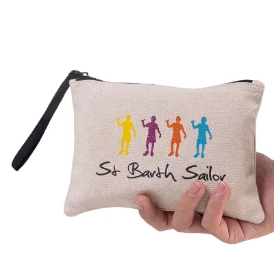 Custom Multi-Function Reusable Travel Daily Use Storage Cotton Canvas Fabric Zip Gift Bag Zippered Toiletry Pouch