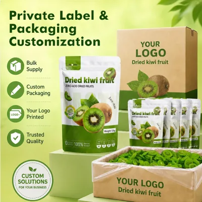 Premium Dehydrated Kiwi Slices for Private Label Retail - Vibrant Green Low-Sugar Healthy Snacks - OEM Packaging Available