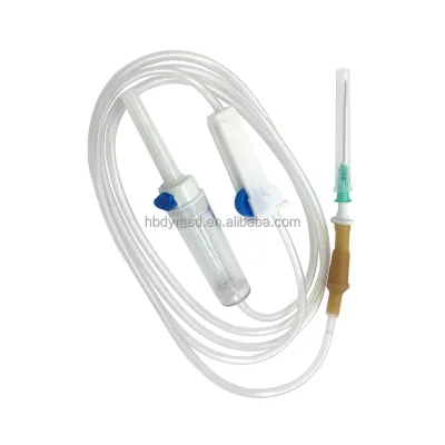 Sterile IV Administration Infusion Set With Burette Manufacturing Luer Lock Medical Infusion Line Giving Fluid Drip Set
