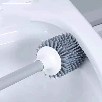 Household No Dead Corner Toilet Plastic Brush Silicone Toilet Head Soft Durable Long Handle TPR Cleaning Rubber Brush