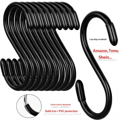 Cross-border Plastic-coated Rubber-coated Wrought Iron Modern S-shaped Hook Storage Multi-function Kitchen Bathroom Cabinet Door