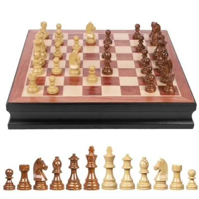 Wood Chess Set Factory Vintage Chinese Chess Set w/2 drawer to storage the checkers Wooden Draughtboard Chess Set Wooden Chess Set