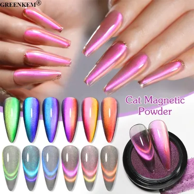 Cat Magnet Nail Glitter Powder 3D Chrome Chameleon Shiny Pigment Gel Nail Polish Supplies Magic Cat Eye Nail Pigment Powder