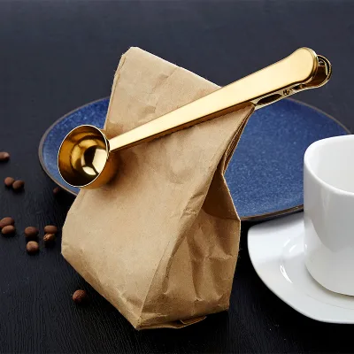Multi Function Coffee Measuring Spoon Stainless Steel with Bag Clip