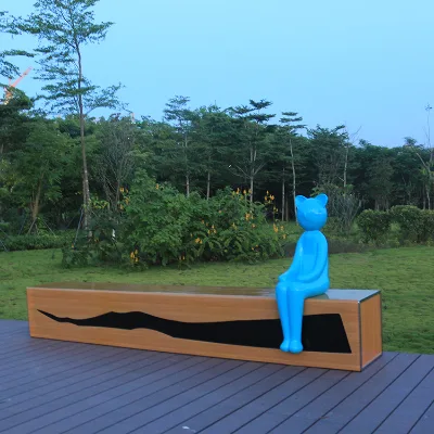 Y668 Cat Art Sculpture Long Bench Chair Shop Lobby Accent Bench Other Outdoor Furniture Public Garden Sofa Rest Waiting Chair