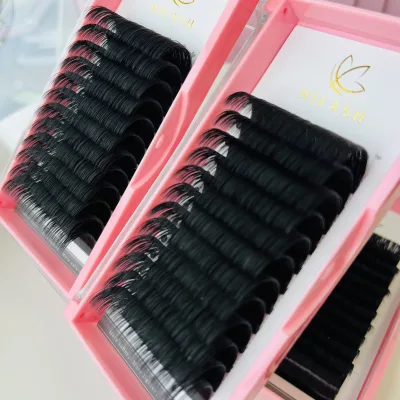 Wholesale Handmade Soft Matte 12/16 Rows Eyelash Extensions Easy Fan Auto C D Curl Blooming Private Label Currant Lashes
