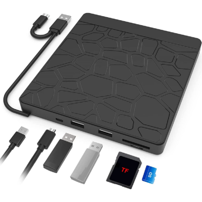 5 in 1 External Bluray Drive Player Read/Write Compatible Bluray Burner USB 3.0 and Type-C DVD Burner Blu Ray Player for PC