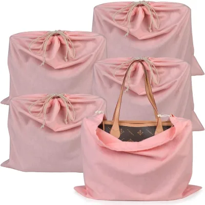Custom Logo Multi Colors Large Breathable Drawstring Cotton Dust Storage Bags for Handbags, Large Purse Storage Pouch