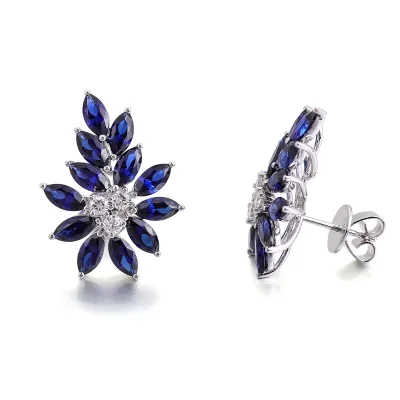 18k Solid White Gold Marquise Cut VVS1 Lab Grown Gemstone Designer Earrings Handmade Fashion Jewelry Sets Luxury Stud Earrings
