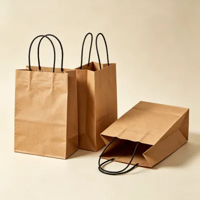 Wholesale Packaging Handle Kraft Craft Brown Reusable Shopping Packaging Recyclable Kraft Mailing Gift Bag With Your Own Logo