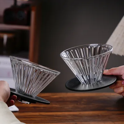 Wholesale Household Vertical-Grain Glass Coffee Pot Filter Paper Pour-Over Brewing Set with Modern Minimalism Design