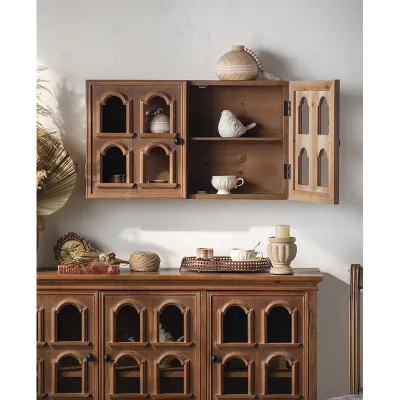 Good Quality Custom Wood Wall Floating Shelves With Door Wall Mounted Shelving Storage Farmhouse Wall Decor