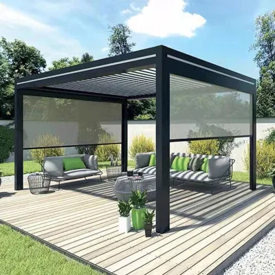 Customized Design Adjustable Louvered Roof,With Blinds Waterproof Motorized Aluminum Waterproof Pergola Gazebo/