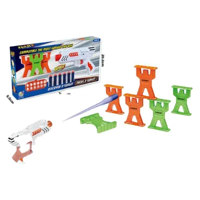 Kids Indoor Sports Game Kids Soft Bullet Gun Toy with 6pcs Shooting Target Figure