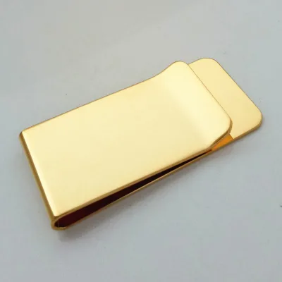 18k Gold Cheap Wholesale Metal Fashion Stainless Steel Custom logo Blank Money Clip for Men