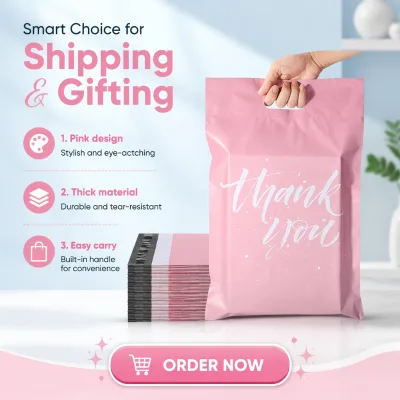 Wholesale Handle Poly Mailer Cheap Shipping Bags with Die-cut Handle Plain Multi-Color Carry Mailing Bags Factory Direct Sales