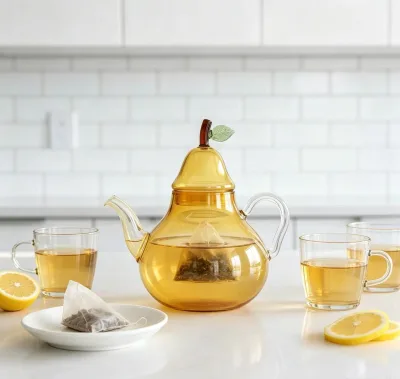 OEM ODM Custom Yellow Glass Water Jug Wholesale Handblown Clear Fruit Shaped Glass Pitcher for Home Tea Decoration