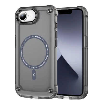 Four-Corner Anti-drop Soft Touch Mobile Phone Case for iPhone 16E Frosted Magnetic Wireless Charging Protective Cover