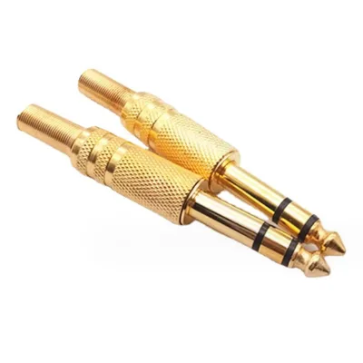 Metal 1/4' 6.35mm Stereo Audio Plug Microphone Speaker Guitar Cable Plug with Spring