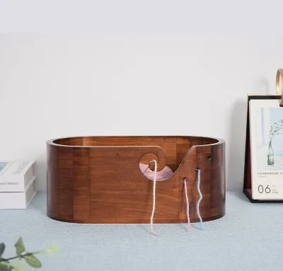Yarn Bowls for Crocheting Oval-Shaped Wooden Yarn Holder Large Capacity Crochet Bowl for Sewing, Knitting