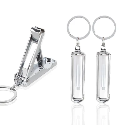 Sharp Curved Stainless Steel Wide Opening Fingernail Clipper Single Foldable Nail Trimmer Equipped Key Ring Portable Manicure