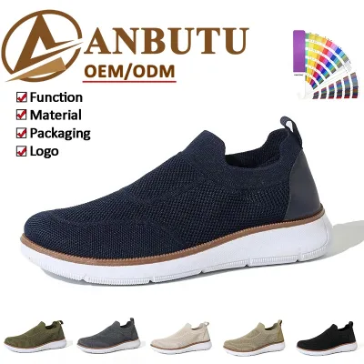 Breathable Mesh Casual Shoes Men Soft Sole Lightweight Quick Dry Anti Odor Skid Resistant Slip on Summer Walking Shoes