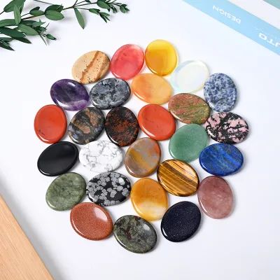 Wholesale Healing Crystal Crafts Polished Natural Semi-precious Gemstone Oval Worry Stones for Gifts