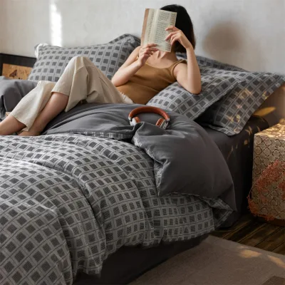 2026 100% Cotton Linen Jacquard Bedding Set (Version A, Version B, 13372)