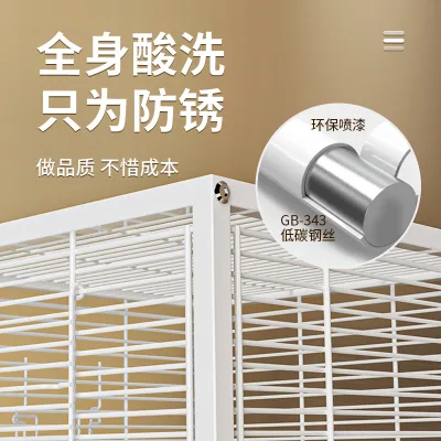High-Transparency Eco-friendly Modern Black Horizontal Wire Bird Cage for Parrots Cockatiels Mynas-Splash-Proof Villa Cage