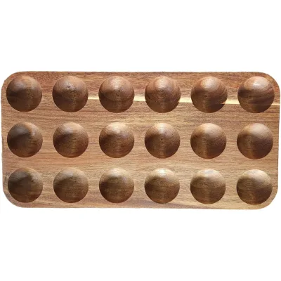 Wooden Egg Rack - Premium Wooden Egg Tray | 18 Hole Egg Tray | Freezer, Desktop Display or Refrigerator Storage, Egg Tray