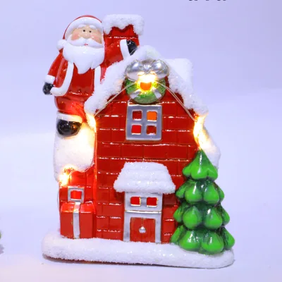 10" Ceramic Christmas House,Tabletop Christmas Village Decoration, Hand-Painted House