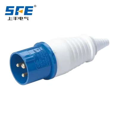 SF-013L IP44 Waterproof Industrial Male Plug 16A 3-Pin 6H Power Connector with Cable Sheath for Industrial Cable Protection
