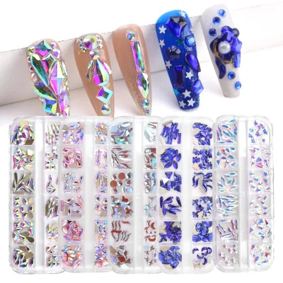 Diy Charms Rhinestones for Manicure Flat Back Round Glass Nail Accessories Rhinestones Ss4-ss12 Crystal Nail Art Charms