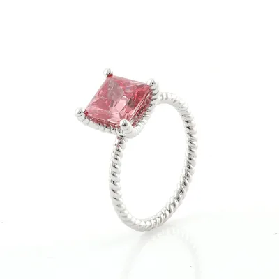 Solitaire Fancy pink Diamond Ring Certified Lab Grown Diamond Promise Ring 14k Solid Gold Unique Twist Band Ring
